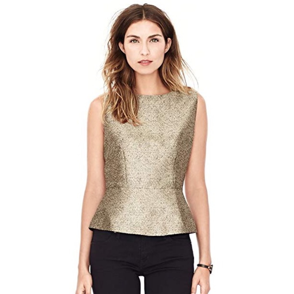 Fossil gold and black sparkle peplum top